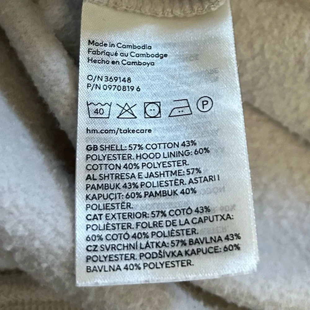 H&M Loose Fit Hoodie light beige sz large excellent used condition cotton blend - Picture 7 of 7